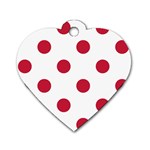 Polka Dots - Cardinal Red on White Dog Tag Heart (Two Sides)