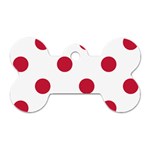 Polka Dots - Cardinal Red on White Dog Tag Bone (One Side)