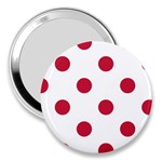 Polka Dots - Cardinal Red on White 3  Handbag Mirror