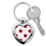 Polka Dots - Cardinal Red on White Key Chain (Heart)