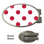 Polka Dots - Cardinal Red on White Money Clip (Oval)