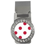 Polka Dots - Cardinal Red on White Money Clip (CZ)