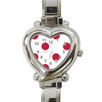 Polka Dots - Cardinal Red on White Heart Italian Charm Watch