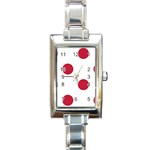 Polka Dots - Cardinal Red on White Rectangle Italian Charm Watch