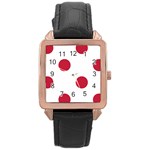 Polka Dots - Cardinal Red on White Rose Gold Leather Watch