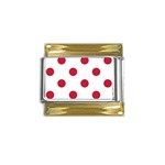Polka Dots - Cardinal Red on White Gold Trim Italian Charm (9mm)