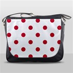 Polka Dots - Cardinal Red on White Messenger Bag