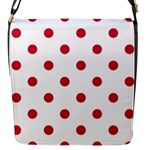 Polka Dots - Cardinal Red on White Flap Closure Messenger Bag (S)