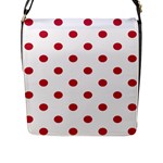 Polka Dots - Cardinal Red on White Flap Closure Messenger Bag (L)