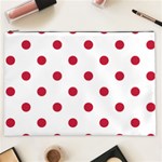 Polka Dots - Cardinal Red on White Cosmetic Bag (XXL)