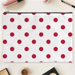 Polka Dots - Cardinal Red on White Cosmetic Bag (XXXL)