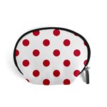 Polka Dots - Cardinal Red on White Accessory Pouch (Small)