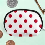 Polka Dots - Cardinal Red on White Accessory Pouch (Medium)