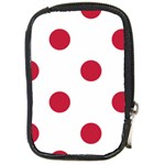 Polka Dots - Cardinal Red on White Compact Camera Leather Case