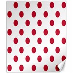 Polka Dots - Cardinal Red on White Canvas 8  x 10 