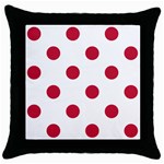 Polka Dots - Cardinal Red on White Throw Pillow Case (Black)