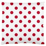 Polka Dots - Cardinal Red on White Large Flano Cushion Case (Two Sides)