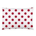 Polka Dots - Cardinal Red on White Pillow Case (Two Sides)