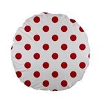 Polka Dots - Cardinal Red on White Standard 15  Premium Round Cushion