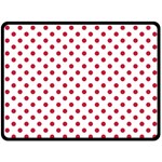 Polka Dots - Cardinal Red on White Fleece Blanket (Large) (One Side)