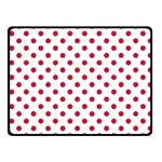 Polka Dots - Cardinal Red on White Fleece Blanket (Small) (One Side)