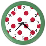 Polka Dots - Cardinal Red on White Color Wall Clock