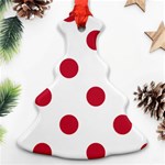 Polka Dots - Cardinal Red on White Christmas Tree Ornament (Two Sides)