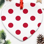 Polka Dots - Cardinal Red on White Heart Ornament (Two Sides)
