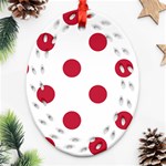 Polka Dots - Cardinal Red on White Ornament (Bell) Ornament (Oval Filigree)