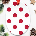 Polka Dots - Cardinal Red on White Oval Ornament (Two Sides)