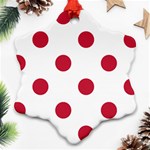 Polka Dots - Cardinal Red on White Ornament (Snowflake)