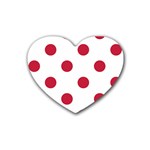 Polka Dots - Cardinal Red on White Heart Coaster (4 pack)