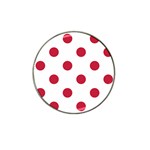 Polka Dots - Cardinal Red on White Hat Clip Ball Marker