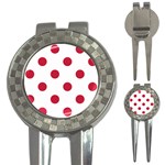 Polka Dots - Cardinal Red on White 3-in-1 Golf Divot