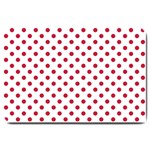 Polka Dots - Cardinal Red on White Large Doormat