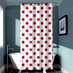 Polka Dots - Cardinal Red on White Shower Curtain 36  x 72  (Stall)