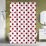 Polka Dots - Cardinal Red on White Shower Curtain 48  x 72  (Small)