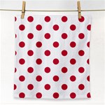Polka Dots - Cardinal Red on White Face Towel