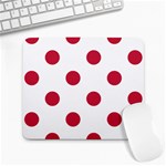 Polka Dots - Cardinal Red on White Large Mousepad