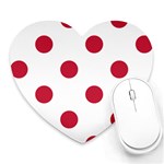Polka Dots - Cardinal Red on White Heart Mousepad