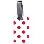 Polka Dots - Cardinal Red on White Luggage Tag (Two Sides)