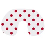 Polka Dots - Cardinal Red on White Travel Neck Pillow