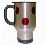 Polka Dots - Cardinal Red on White Travel Mug (Silver Gray)