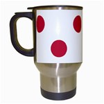 Polka Dots - Cardinal Red on White Travel Mug (White)