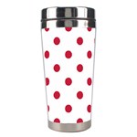 Polka Dots - Cardinal Red on White Stainless Steel Travel Tumbler