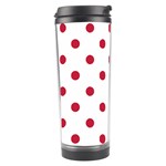 Polka Dots - Cardinal Red on White Travel Tumbler