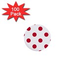 Polka Dots - Cardinal Red on White 1  Mini Button (100 pack)