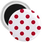 Polka Dots - Cardinal Red on White 3  Magnet