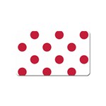 Polka Dots - Cardinal Red on White Magnet (Name Card)