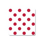 Polka Dots - Cardinal Red on White Magnet (Square)